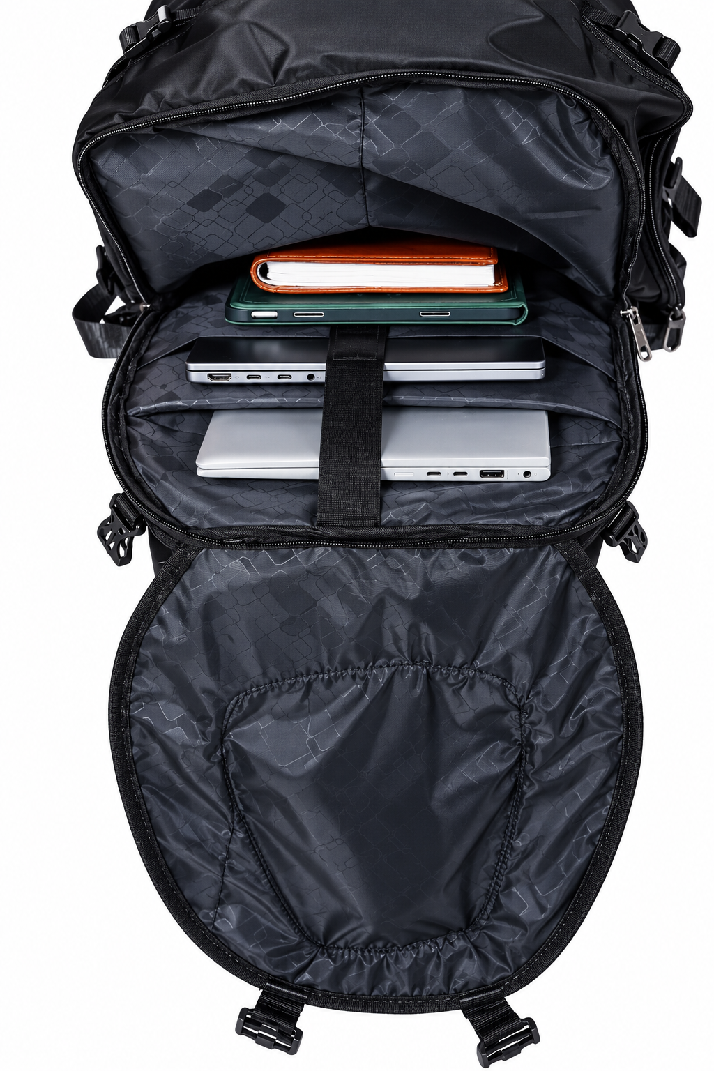 Stealth One open with organised electronics and accessories